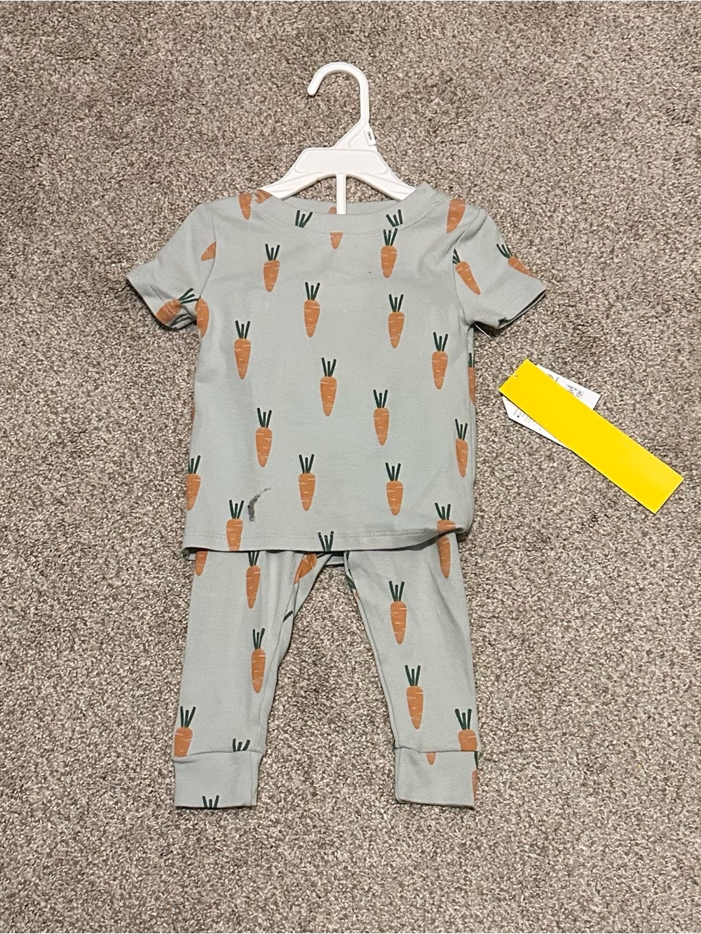 Kids Sage Carrot-Print Pajama Set